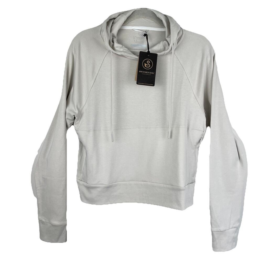 Swannies Golf Emma Hoodie Sweatshirt Women’s M Ivory Zip Pockets Athleisure NEW